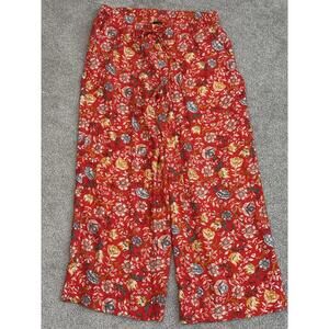 Loft Red Floral Wide Leg Pants